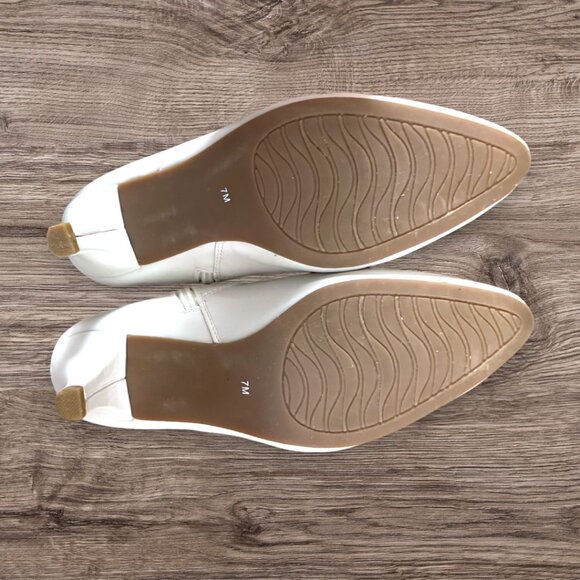 IMPO Nixxie White Stretch Ankle Short Cropped Bootie Boots Shoes Heels Size 7 - Picture 7 of 10